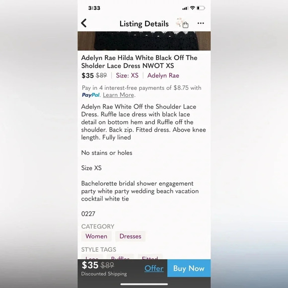 Adelyn Rae Hilda Off-The-Shoulder Lace‎ Dress Size Small NWT - Picture 3 of 7